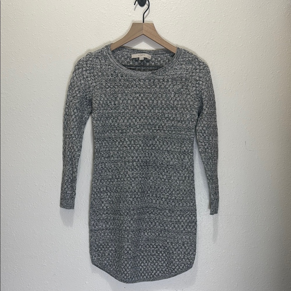 Loft Gray Knit Sweater Dress, Size SP